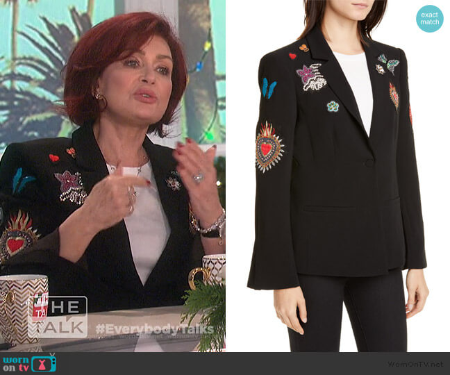 Cinq a Sept Sacred Heart Rumi Blazer worn by Sharon Osbourne on The Talk