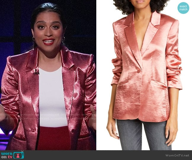 Cinq a Sept Kylie Jacket worn by Lilly Singh on A Little Late with Lilly Singh