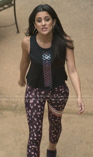 Delilah’s metallic detail tank top and leopard leggings on You