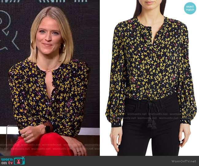 Derek Lam 10 Crosby Aster Mixed Floral Blouse worn by Sara Haines on Good Morning America
