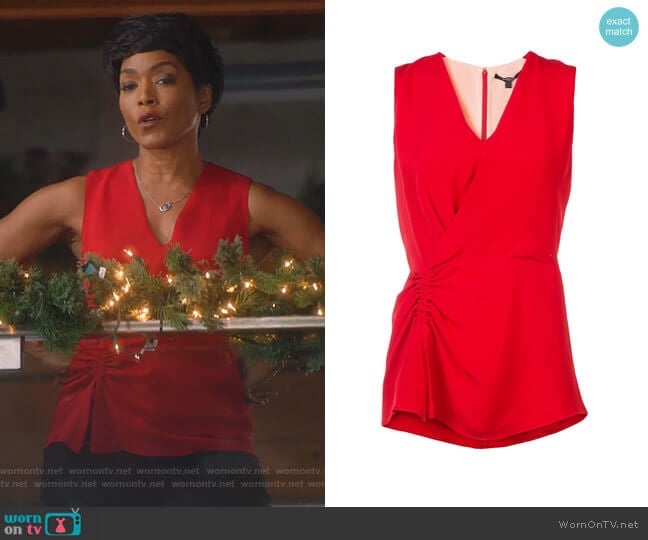 Derek Lam Sleeveless Asymmetrical Ruched Blouse worn by Athena Grant (Angela Bassett) on 9-1-1