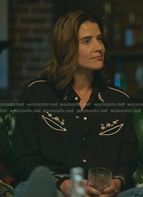 Dex’s black embroidered western shirt on Stumptown
