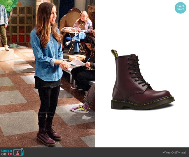 Doc Martens Cherry Rouge Boots worn by Nini (Olivia Rodrigo) on High School Musical The Musical The Series