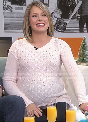 Dylan’s white cable knit maternity sweater on Today