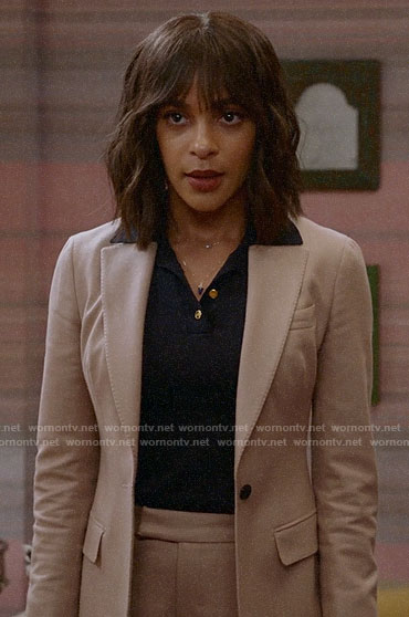 Edie’s camel suit on Almost Family