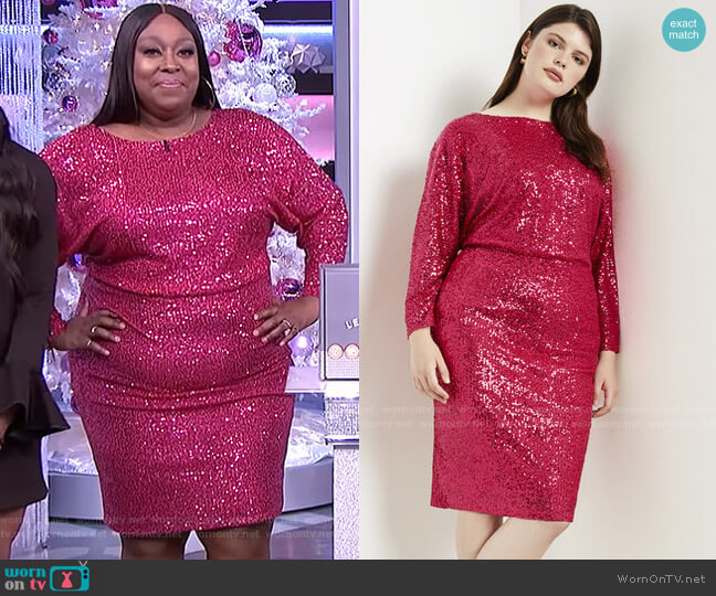 Eloquii Sequin Dolman Sleeve Dress worn by Loni Love on The Real