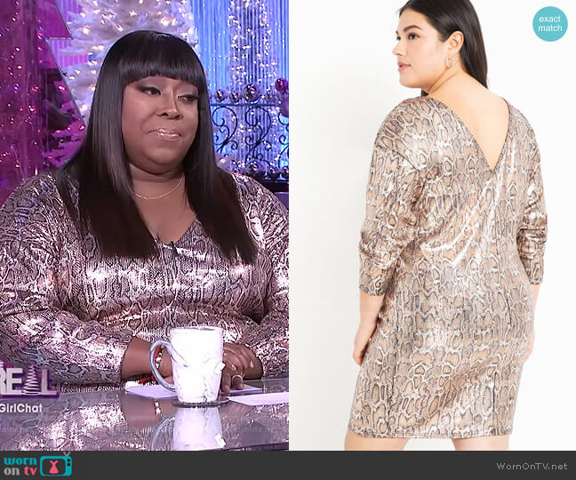 Eloquii Sequin Easy Dress with V Back worn by Loni Love on The Real