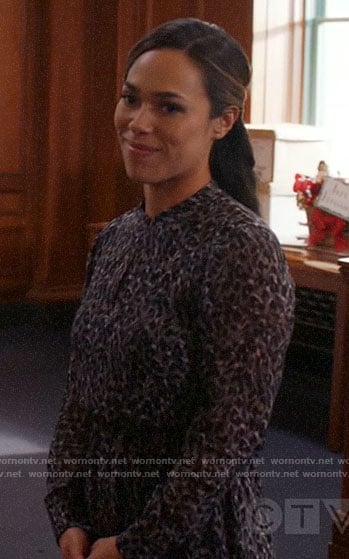 Emily’s grey leopard print dress on All Rise