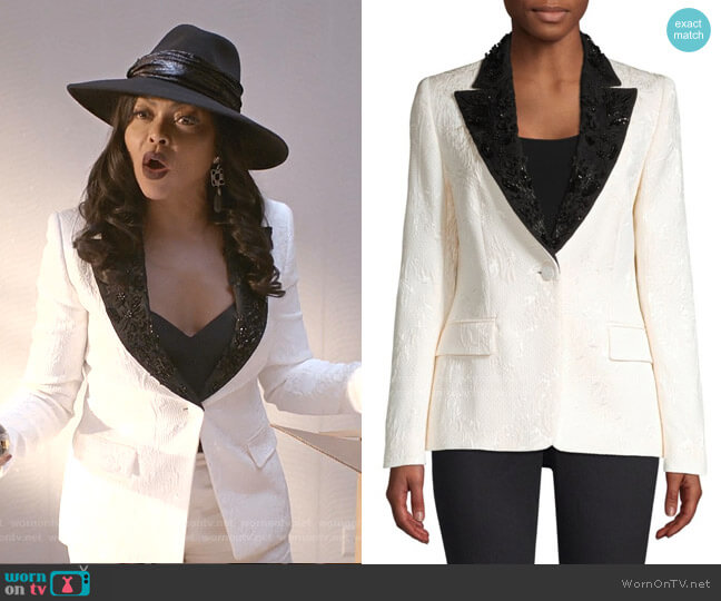 Escada Brikenati Beaded Jacquard Dinner Jacket worn by Cookie Lyon (Taraji P. Henson) on Empire