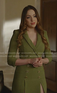 Fallon’s green belted blazer dress on Dynasty
