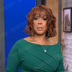 Gayle’s green seamed long sleeve dress on CBS This Morning