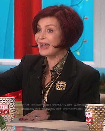 Sharon’s gold metallic blouse on The Talk