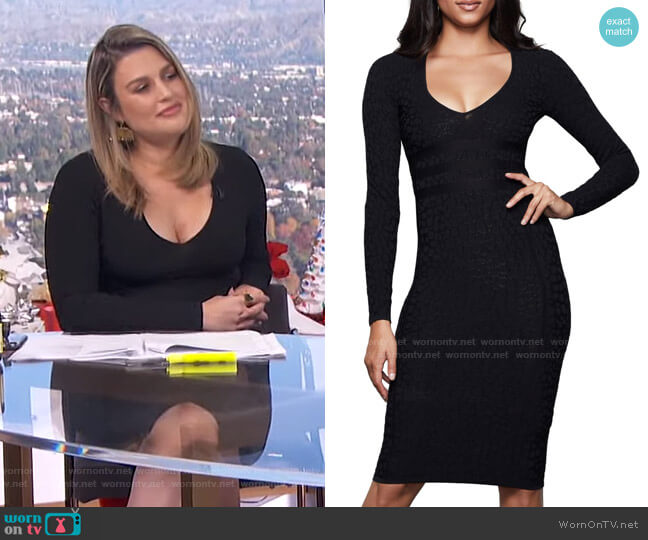 Good American Deep V Leopard Long Sleeve Body-Con Dress worn by Carissa Loethen Culiner on E! News