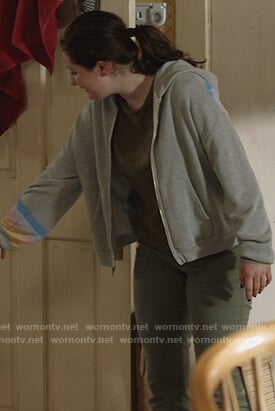Debbie’s gray rainbow stripe hoodie on Shameless