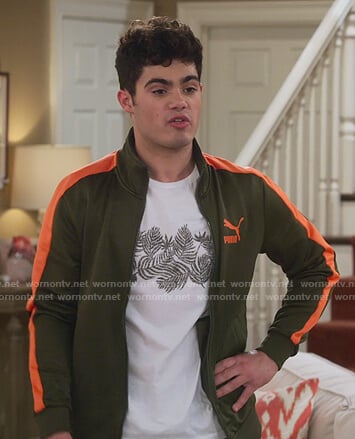Lucas’s green Puma track jacket on Alexa & Katie