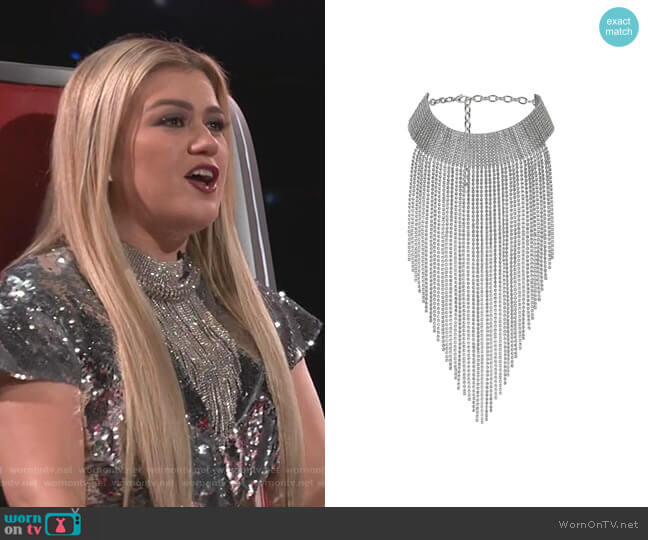 Gucci Crystal Choker Necklace worn by Kelly Clarkson on The Voice