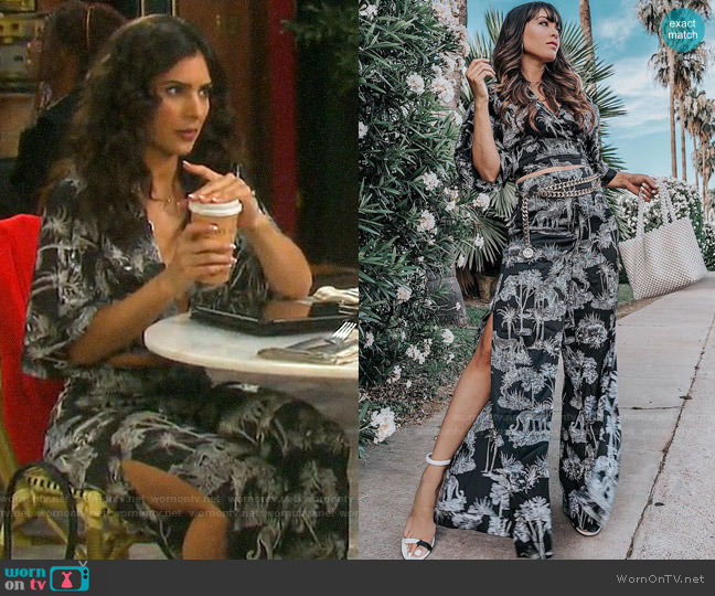 Guess Shay Printed Tie Front Top worn by Gabi Hernandez (Camila Banus) on Days of our Lives