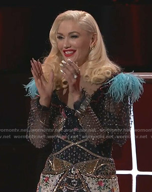 Gwen Stefani’s embellished floral dress on The Voice