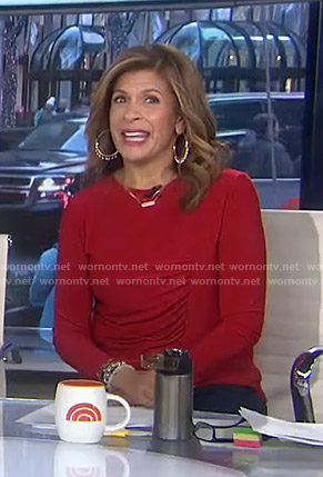 Hoda’s red ruched side top on Today