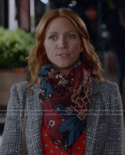 Julia’s plaid boucle jacket on Almost Family