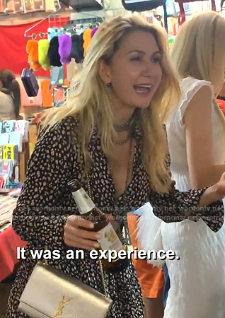 Kary’s black floral cropped top and skirt on The Real Housewives of Dallas