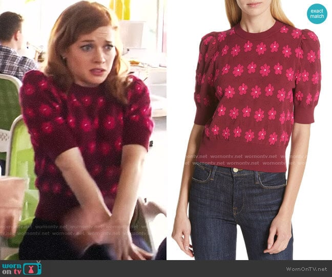 Kate Spade Marker Floral Sweater worn by Zoey Clarke (Jane Levy) on Zoeys Extraordinary Playlist