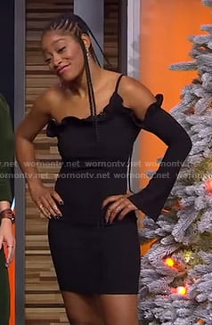 Keke’s black one-sleeve dress on GMA Strahan Sara And Keke