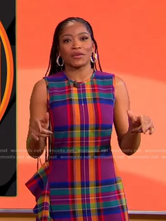 Keke’s plaid ruffle side dress on GMA Strahan Sara And Keke