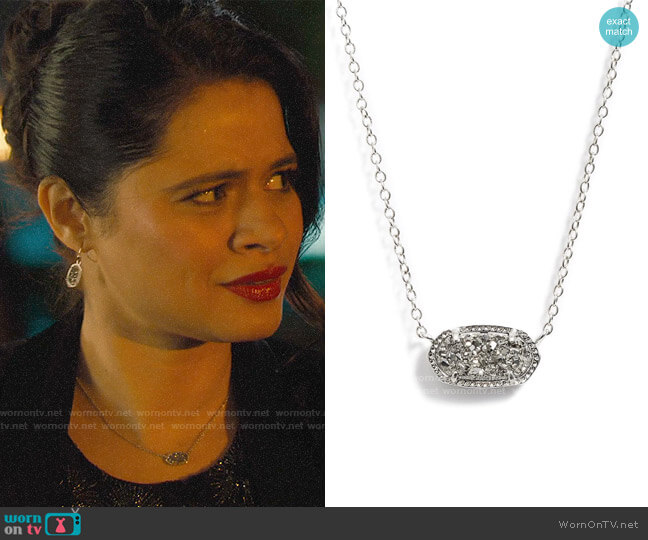 Elisa Pendant Necklace in Silver / Platinum Drusy worn by Mel Vera (Melonie Diaz) on Charmed