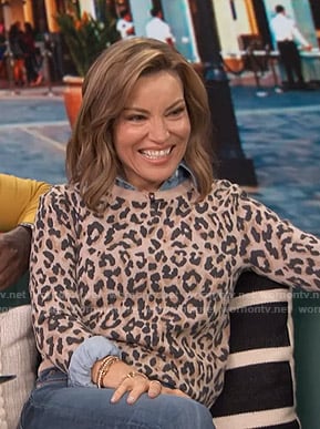 Kit’s leopard print sweater on Access Hollywood