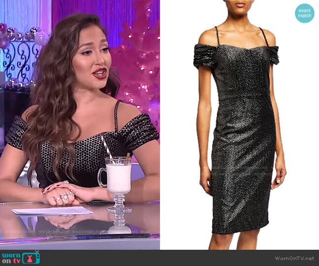 Laundry by Shelli Segal Cold-Shoulder Velvet Dress worn by Adrienne Houghton on The Real
