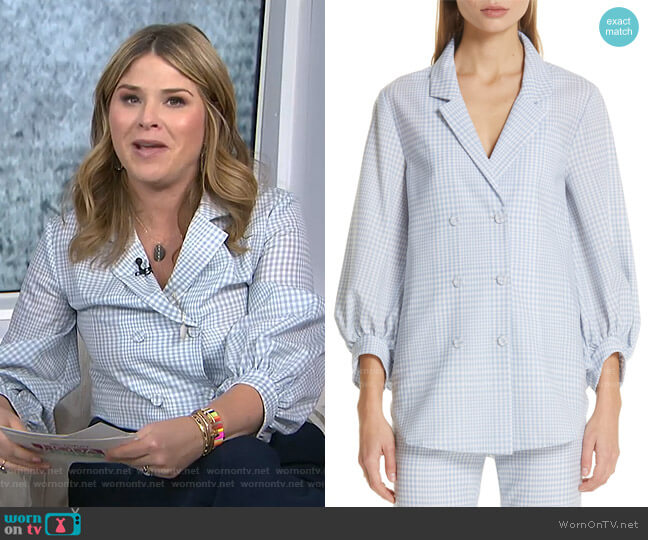 Lela Rose Gingham Tropical Wool Blouse worn by Jenna Bush Hager on Today