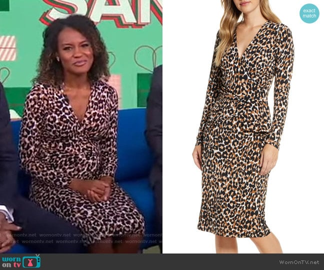 Leota Scarlett Faux Wrap Dress worn by Janai Norman on Good Morning America