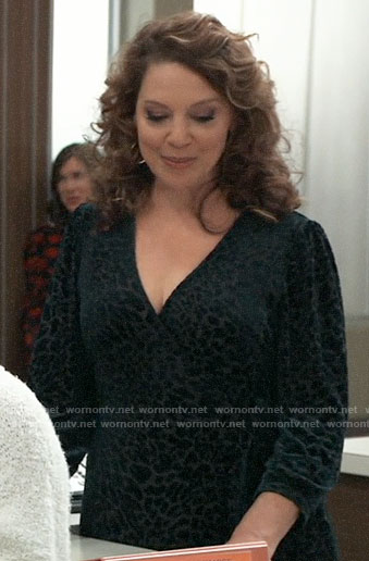 Liesl’s green velvet burnout dress on General Hospital