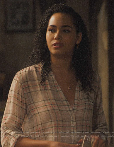 Macy’s plaid button down top on Charmed