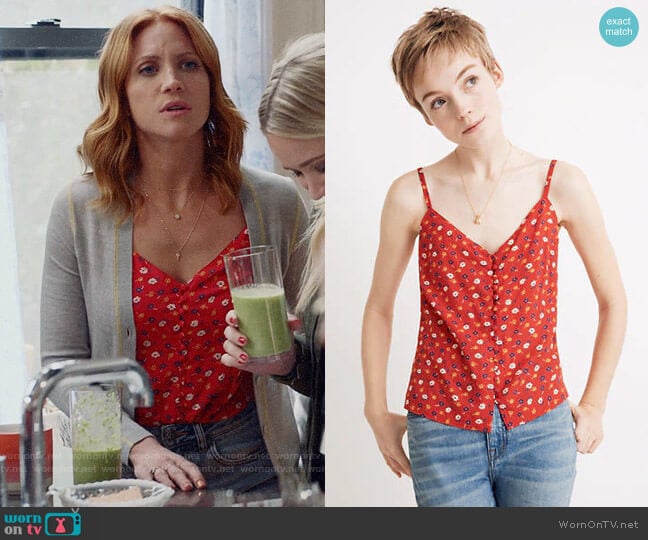 Madewell Button-Down Cami Top in Prairie Posies worn by Julia Bechley (Brittany Snow) on Almost Family