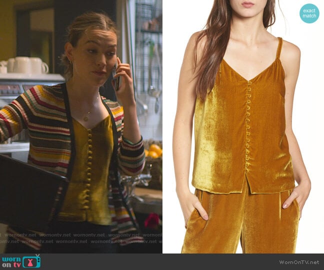 Madewell Velvet Button Camisole worn by Love Quinn (Victoria Pedretti) on You