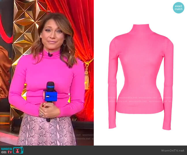 Maje Malangou Slim Fit Turtleneck worn by Ginger Zee on Good Morning America
