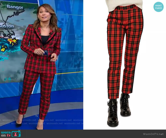 Maje Pantya Plaid Pants worn by Ginger Zee on Good Morning America