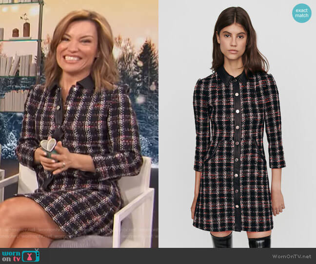 Maje Renaty Tweed Mini Dress worn by Kit Hoover on Access Hollywood