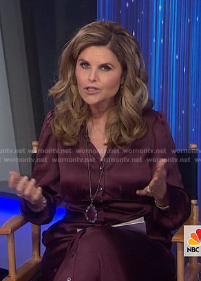 Maria’s burgundy satin shirtdress on Today