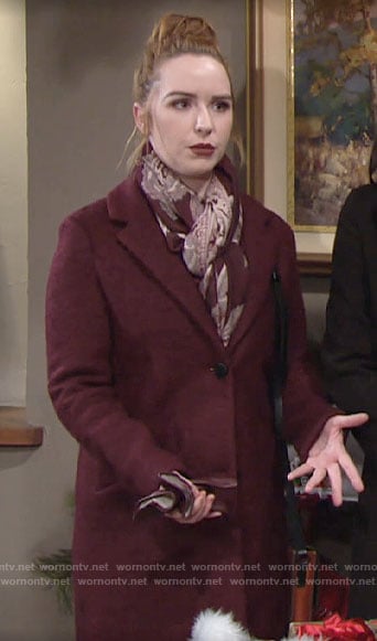 Mariah’s dark red coat on The Young and the Restless
