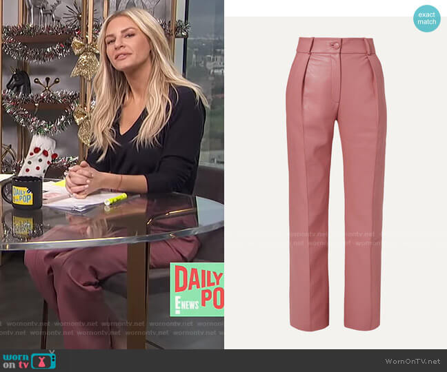 Materiel Faux Leather Straight-Leg Pants worn by Morgan Stewart on E! News
