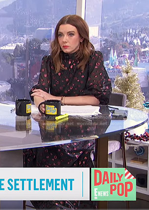 Melanie’s metallic polka dot dress on E! News Daily Pop