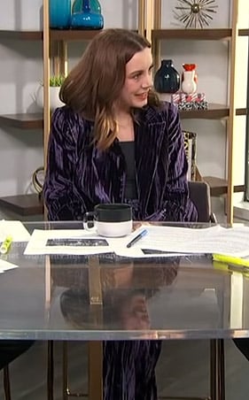 Melanie’s purple velvet suit on E! News