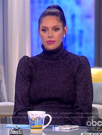 Abby’s metallic puff sleeve sweater on The View