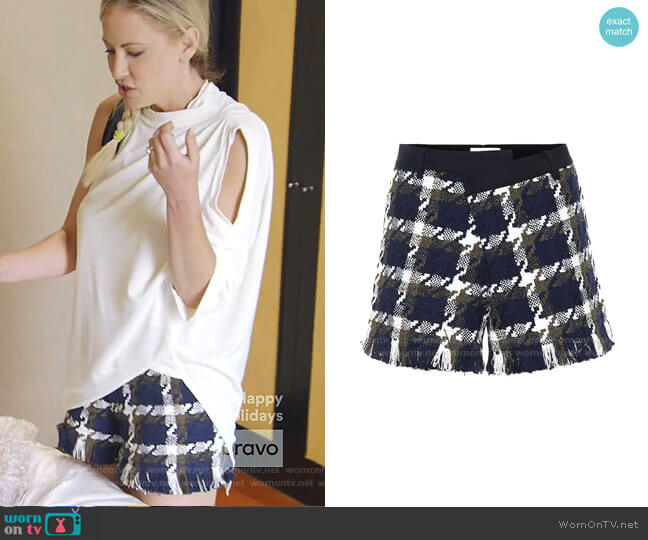 Monse Tweed and Twill Shorts worn by Stephanie Hollman on The Real Housewives of Dallas