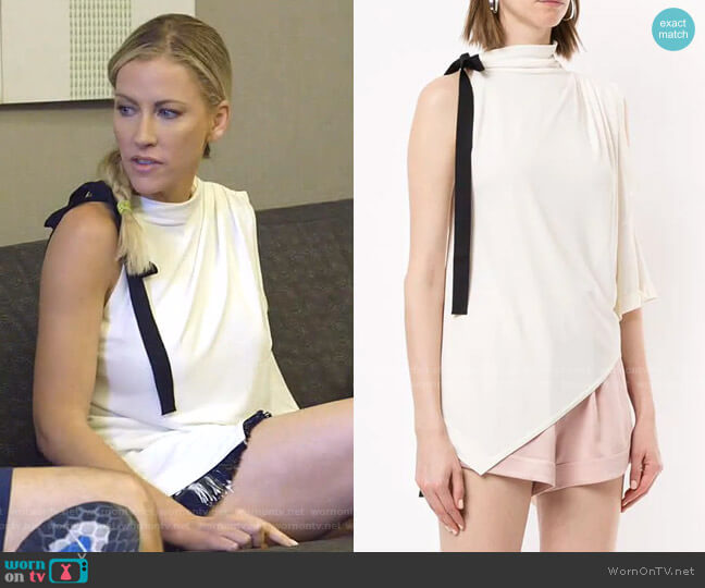 Monse Bow Detail Asymmetric Top worn by Stephanie Hollman on The Real Housewives of Dallas
