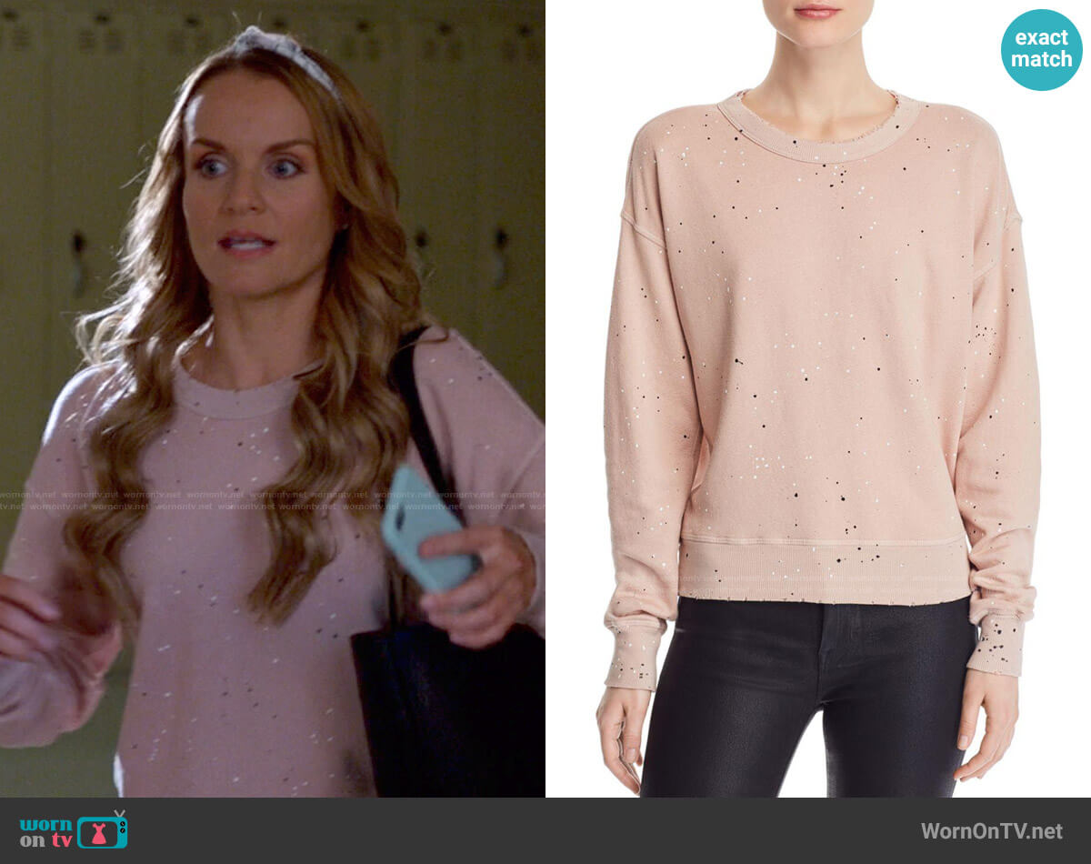 n Philanthropy Lauren Paint-Splatter Sweatshirt worn by Miss Jenn (Kate Reinders) on High School Musical The Musical The Series