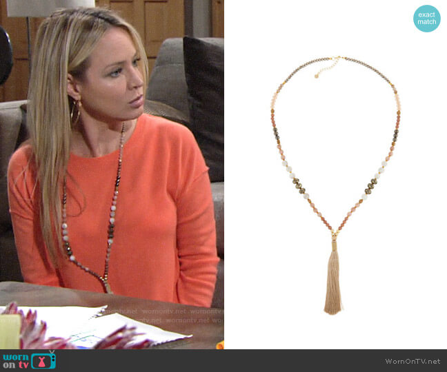 Nakamol Long Beaded Tassel Necklace worn by Sharon Newman (Sharon Case) on The Young and the Restless